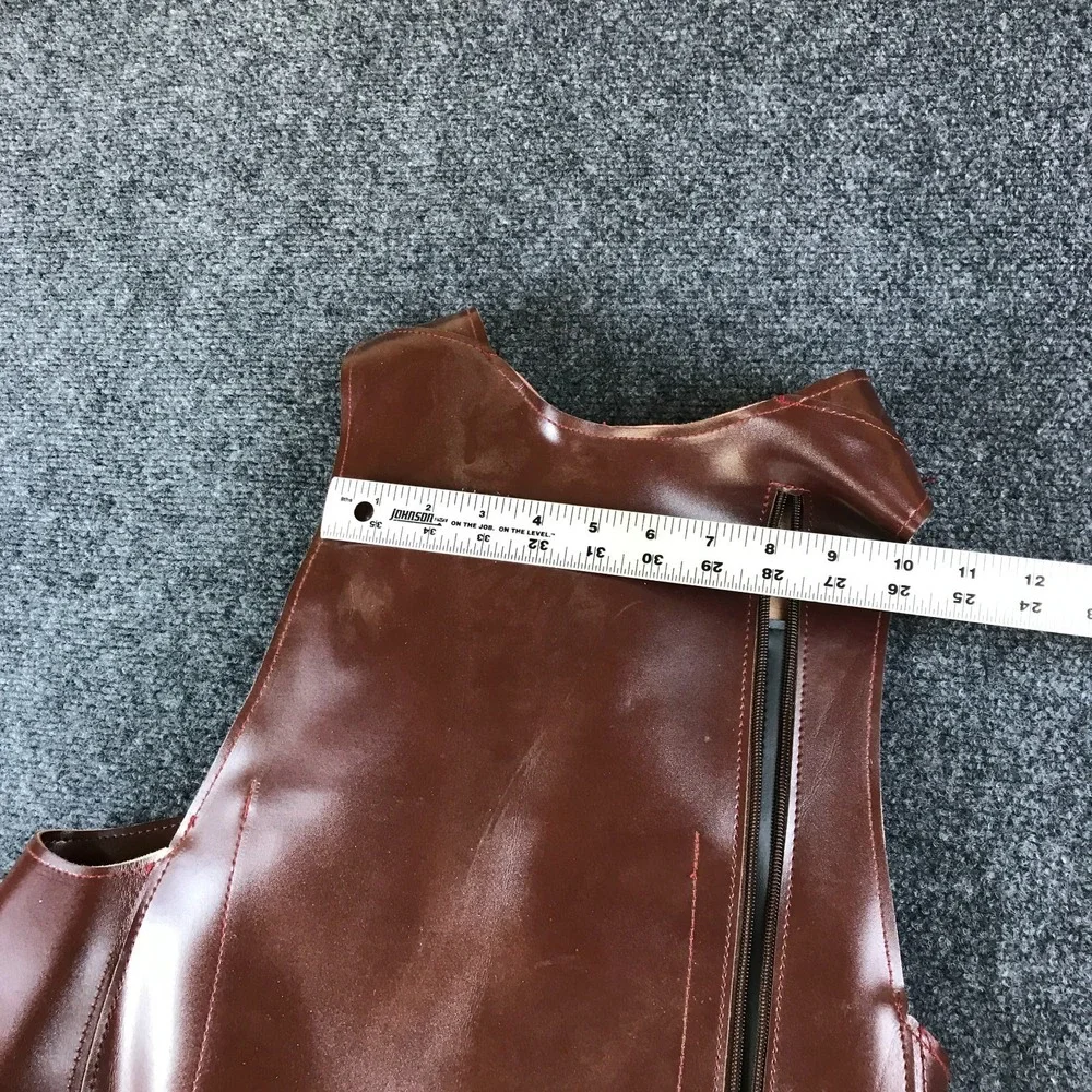 Moda Di Strada Vest Backpack Brown Red Genuine Leather Zipper Pocket Chest Bag